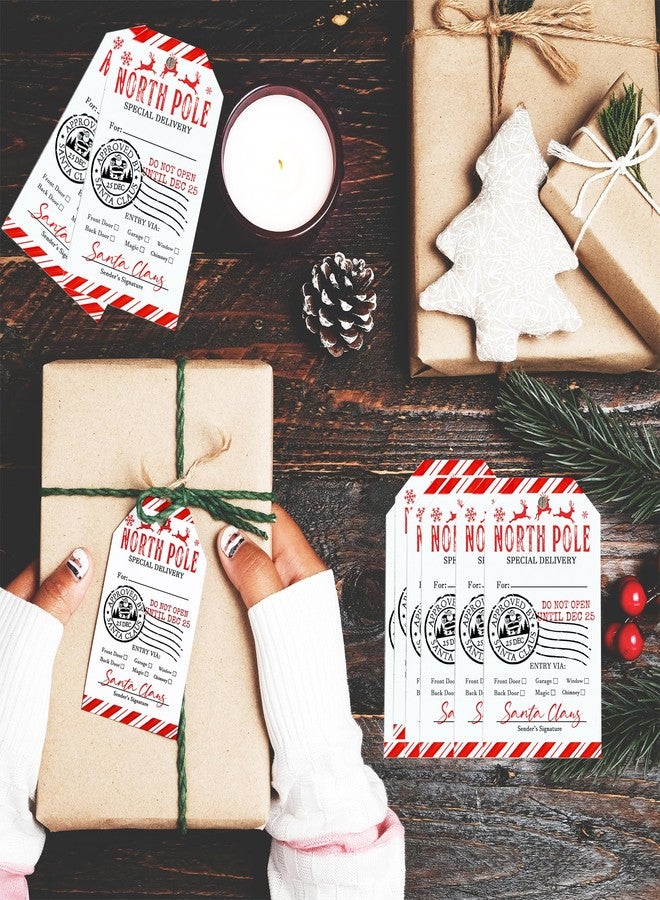 SEBMNOO North Pole Christmas Gift Tags from Santa for Women Men Kids Presents Decorations, Christmas Wrapping Paper Sticker Tag for Xmas Gifts, Christmas Party Favors Labels, Treat Cookie Decor, Envelopes - Image 3